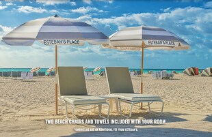 Beach nearby, sun-loungers, beach towels