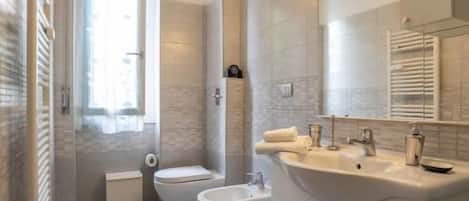 Shower, rainfall showerhead, hair dryer, bidet