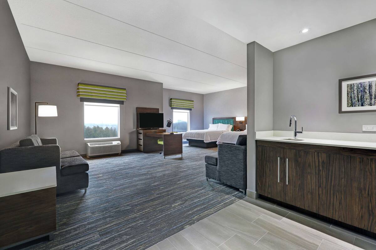Desk, blackout drapes, iron/ironing board, WiFi