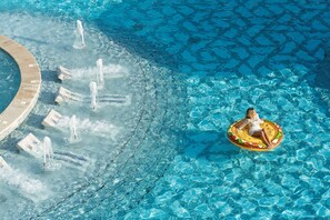 Outdoor pool, open 9:00 AM to 11:00 PM, pool umbrellas, sun loungers