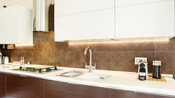 Apartment, 2 Bedrooms | Private kitchen | Full-sized fridge, microwave, oven, stovetop