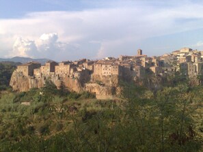A historic town built on rocky cliffs with traditional architecture, surrounded by greenery. - Agriturismo Cavallin del Bufalo (Manciano)