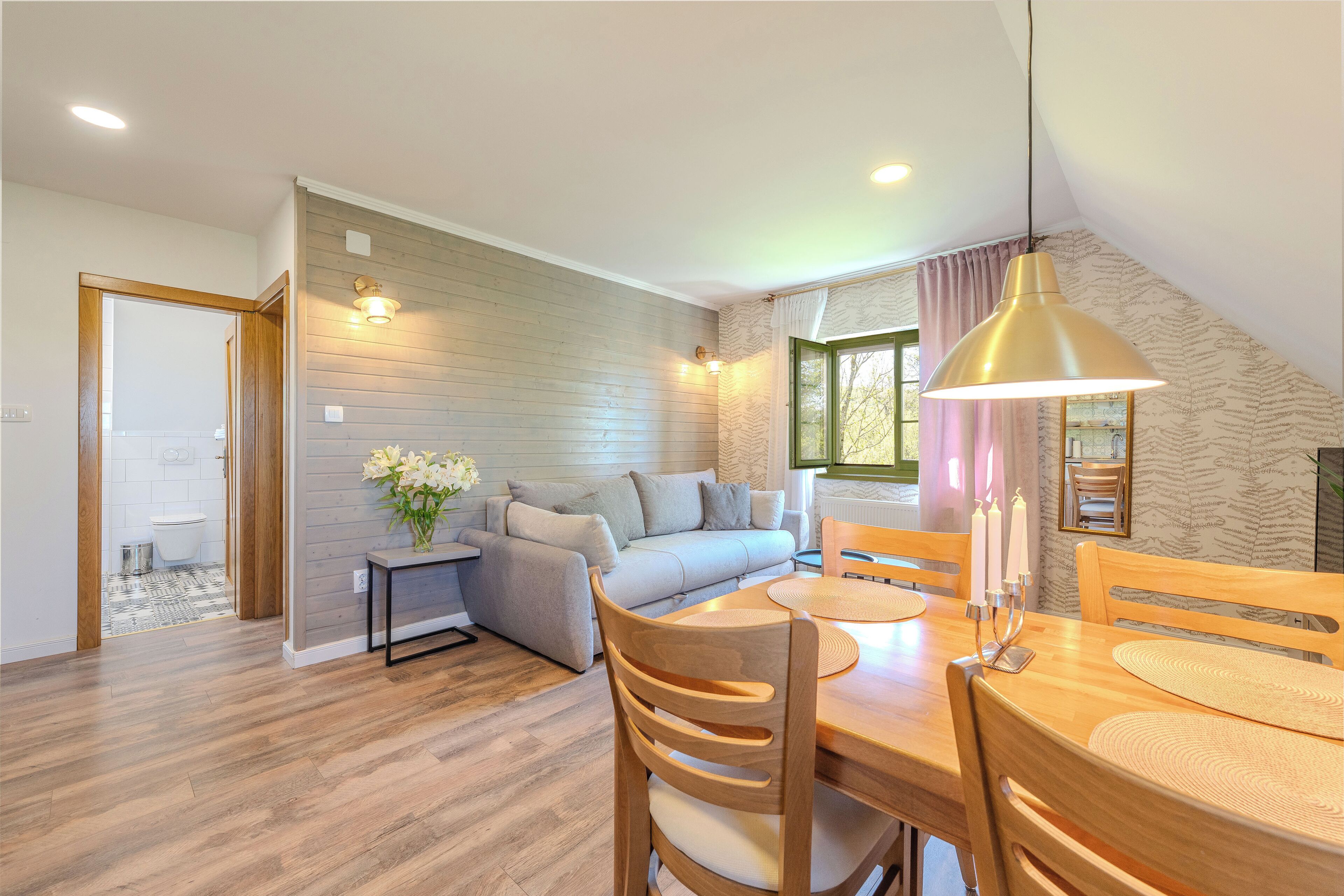 apartment roses | living area | flat-screen tv, netflix, books