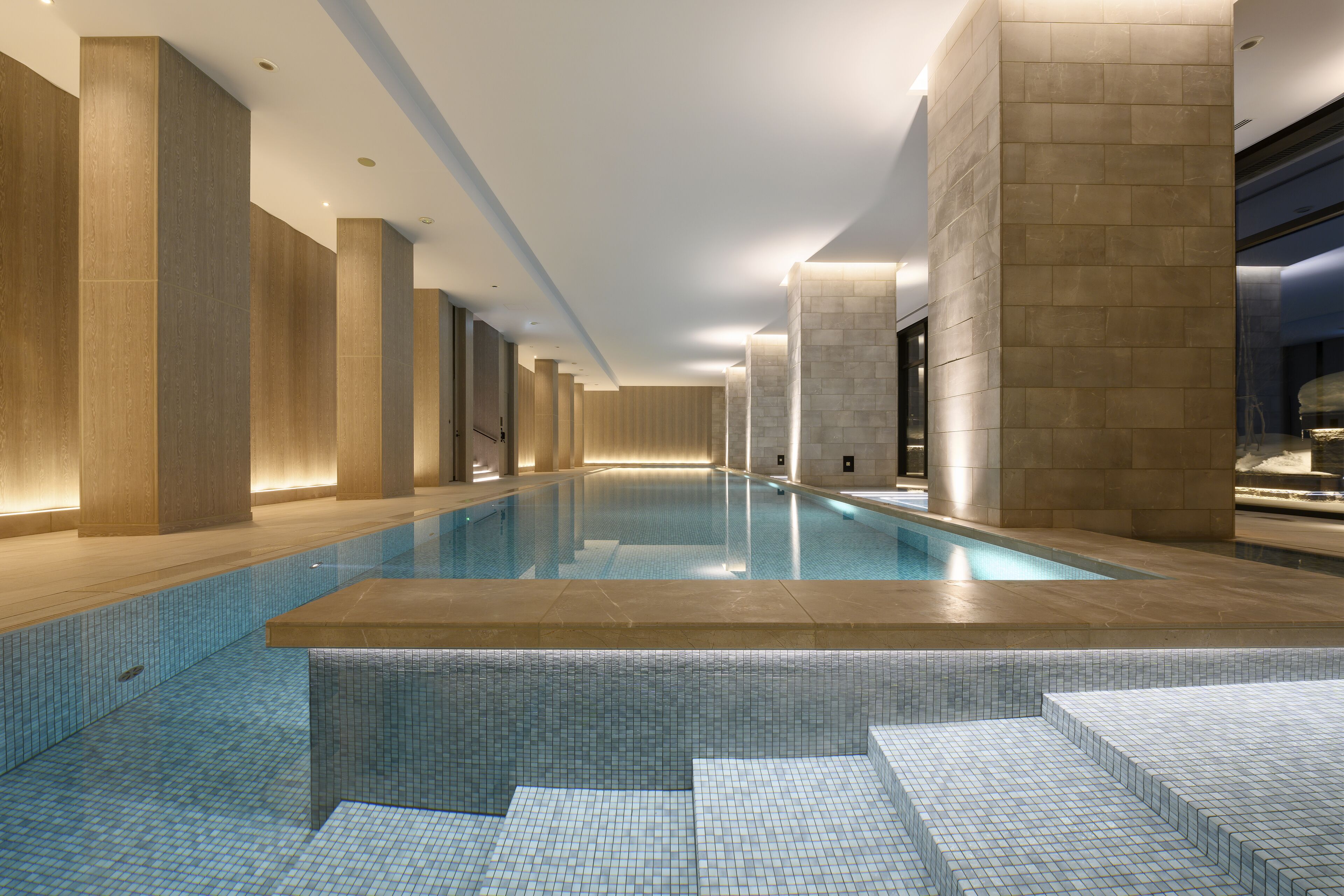 Indoor pool, open 6:00 AM to 9:00 PM, pool loungers
