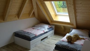 2 slaapkamers, een strijkplank/strijkijzer, reisbedje, gratis wifi