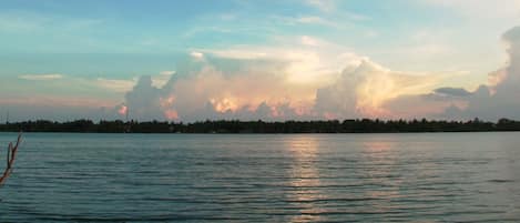 On the beach, sun-loungers, beach towels