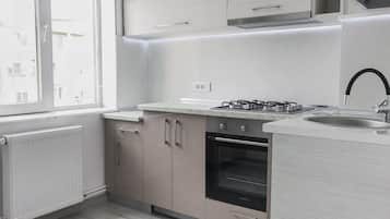Fridge, oven, coffee/tea maker, electric kettle
