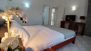 Hypo-allergenic bedding, down duvets, in-room safe, iron/ironing board