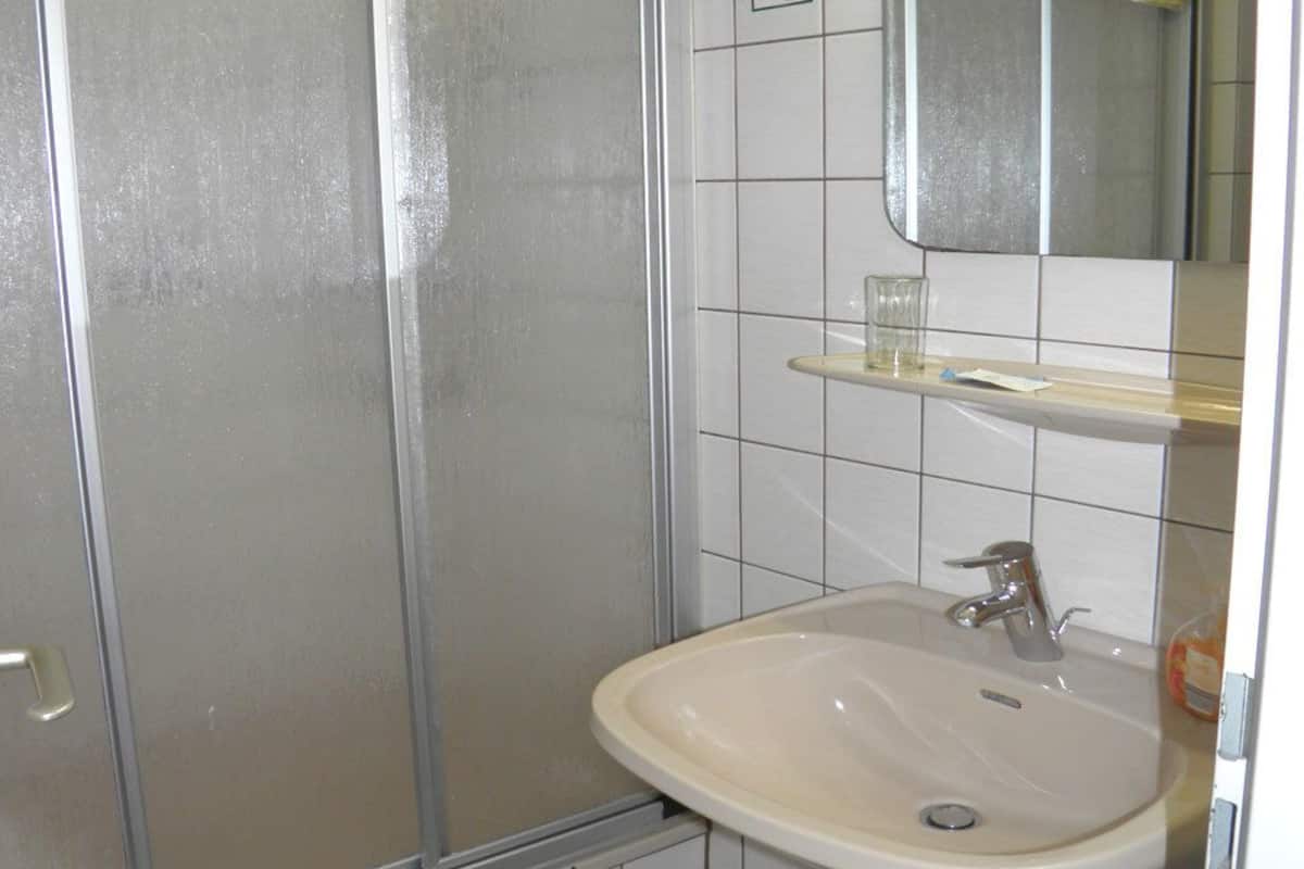 Dusch, hårtork, handdukar och toalettpapper