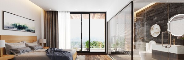 高級寝具、羽毛の掛け布団、ピロートップベッド、デスク