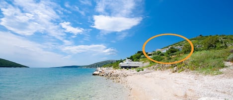 在海灘附近
