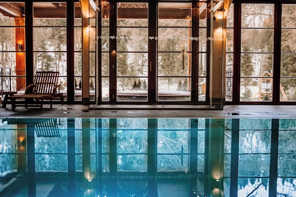 Indoor pool, open 8:00 AM to 10:00 PM, sun loungers