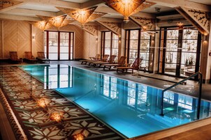 Indoor pool, open 8:00 AM to 10:00 PM, sun loungers