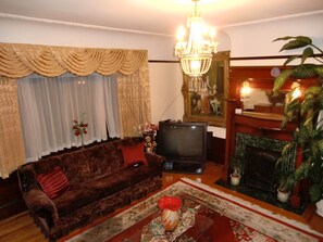 Smart TV, fireplace, video game console, DVD player