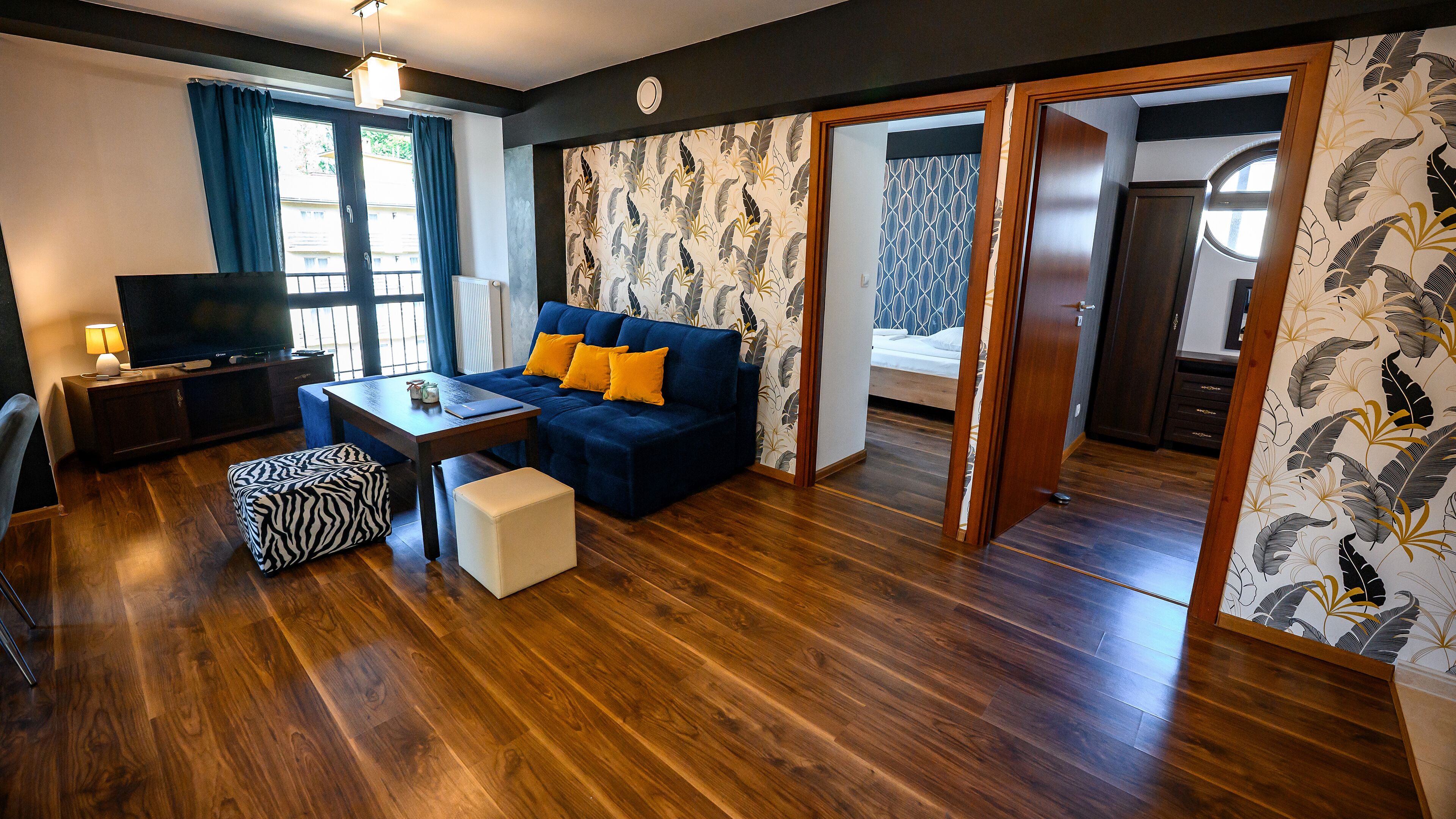 Apartment (66A) | Living area | 30-inch flat-screen TV with cable channels, TV, DVD player