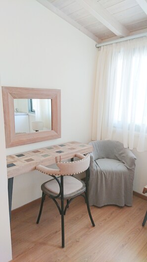 1 bedroom, desk, laptop workspace, iron/ironing board