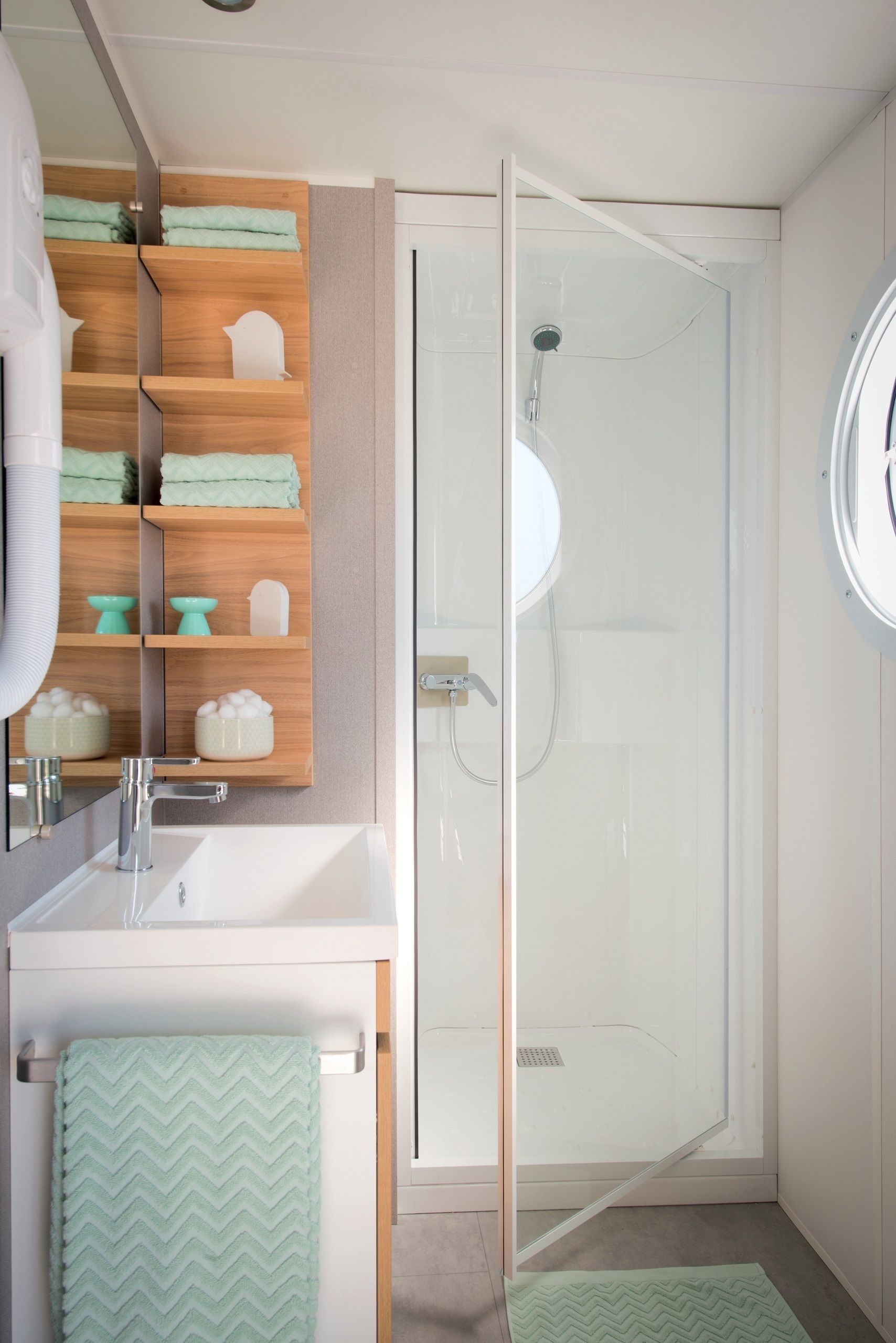 Mobile Home, 2 Bedrooms (Dalia) | Bathroom | Shower, free toiletries, hair dryer, towels