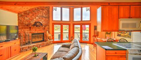 Smart TV, fireplace, video games, DVD player