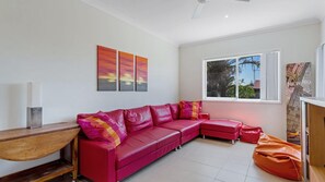 Living area - 1/32 Ocean Avenue - three bedrooms, three bathrooms, air con, boat parking & water views (Anna Bay)