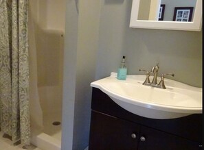 Hair dryer, towels, toilet paper