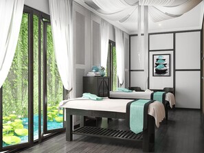 Couples treatment rooms, body treatments, hot stone massages