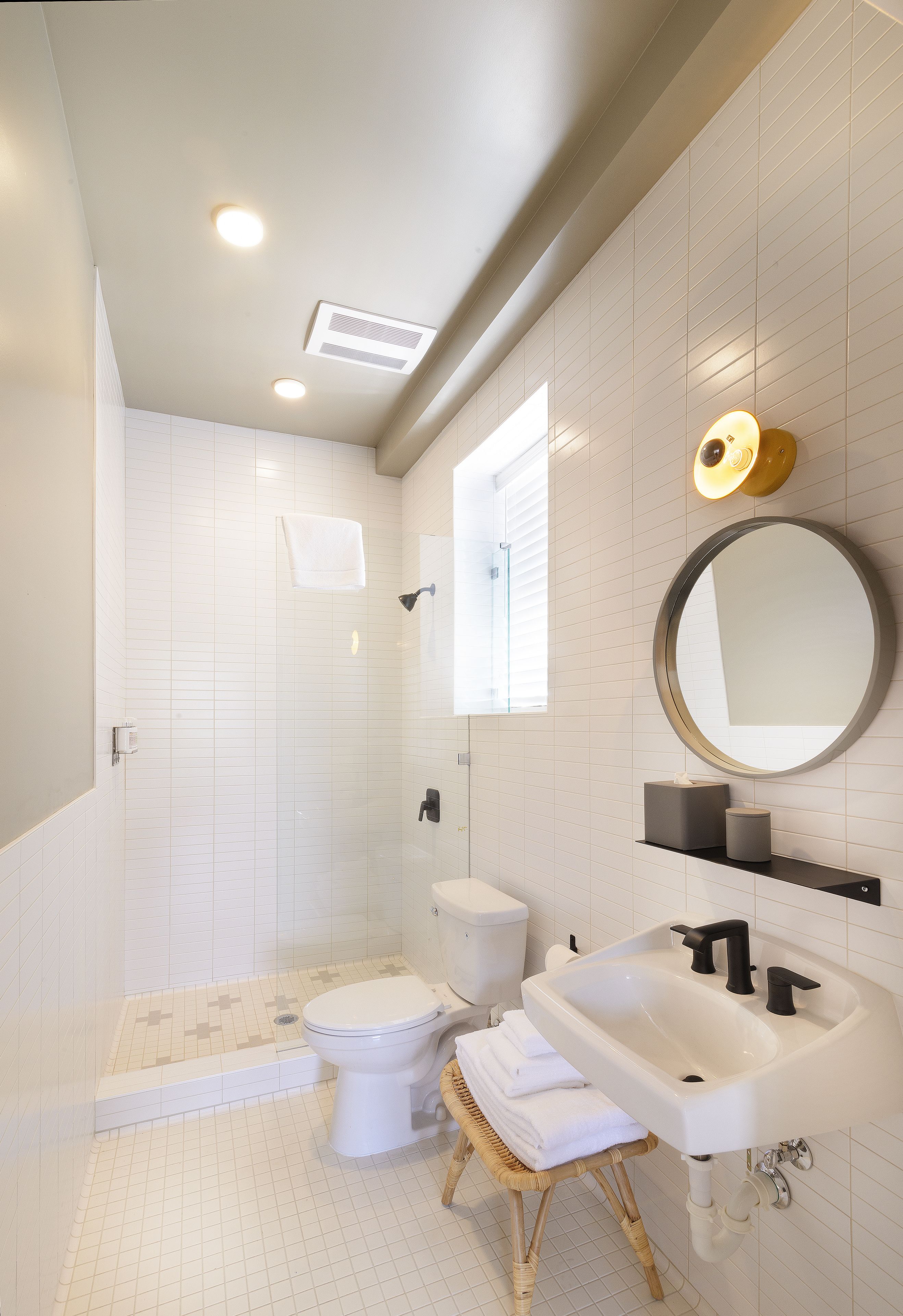 laughlin room | bathroom | shower, designer toiletries, hair dryer, bathrobes