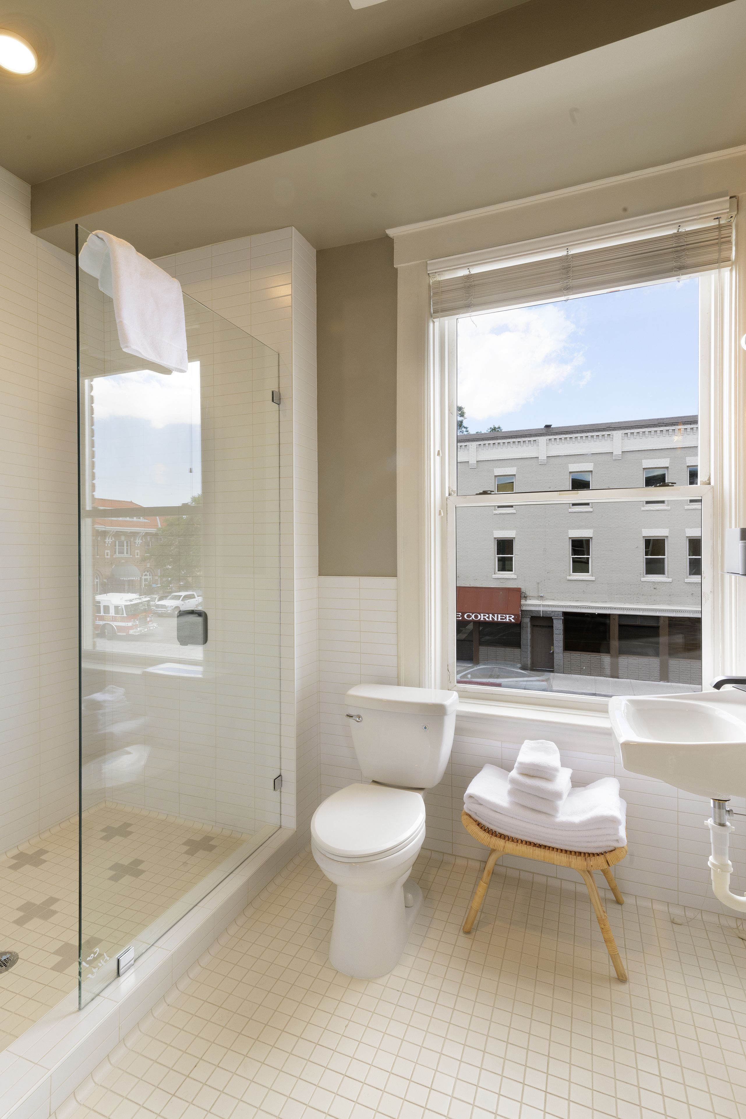 parke room | bathroom | shower, designer toiletries, hair dryer, bathrobes