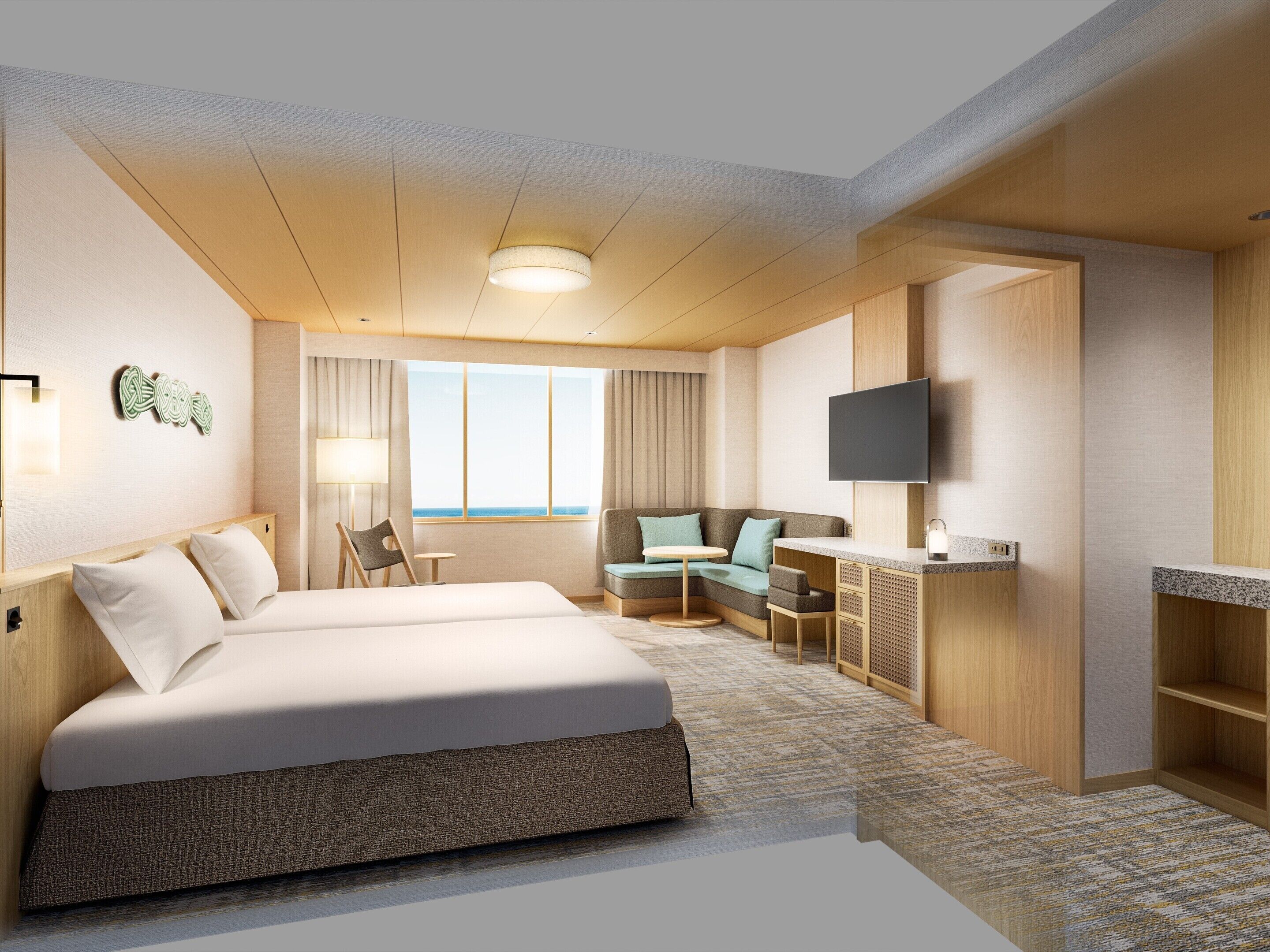 Quarto triplo standard, vista para o oceano | Cofres nos quartos, roupa de cama