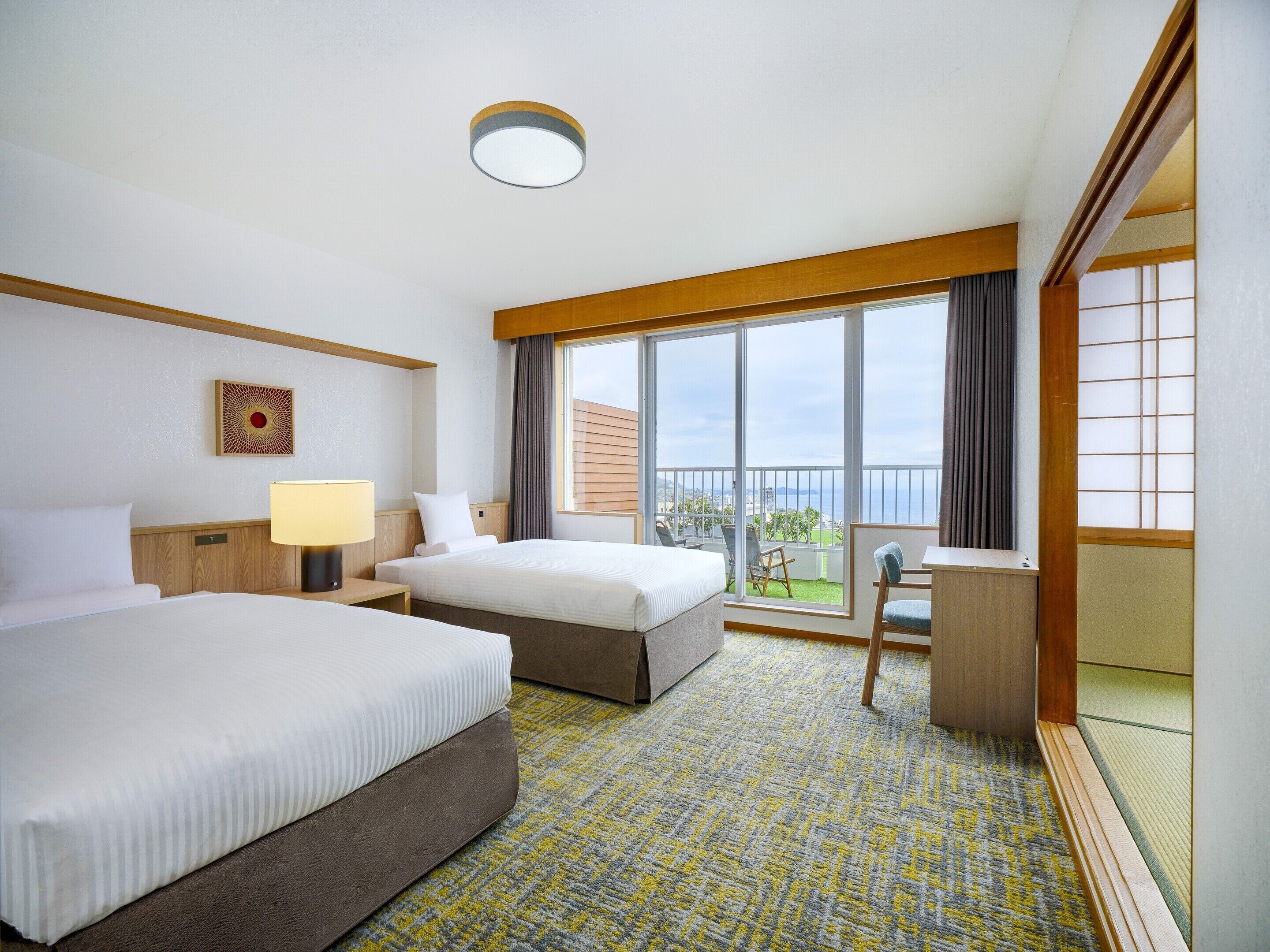 Deluxe-Zimmer, eigenes Bad, Meerblick (Japanese-Western room / Non Smoking) | Zimmersafe, Bettwäsche