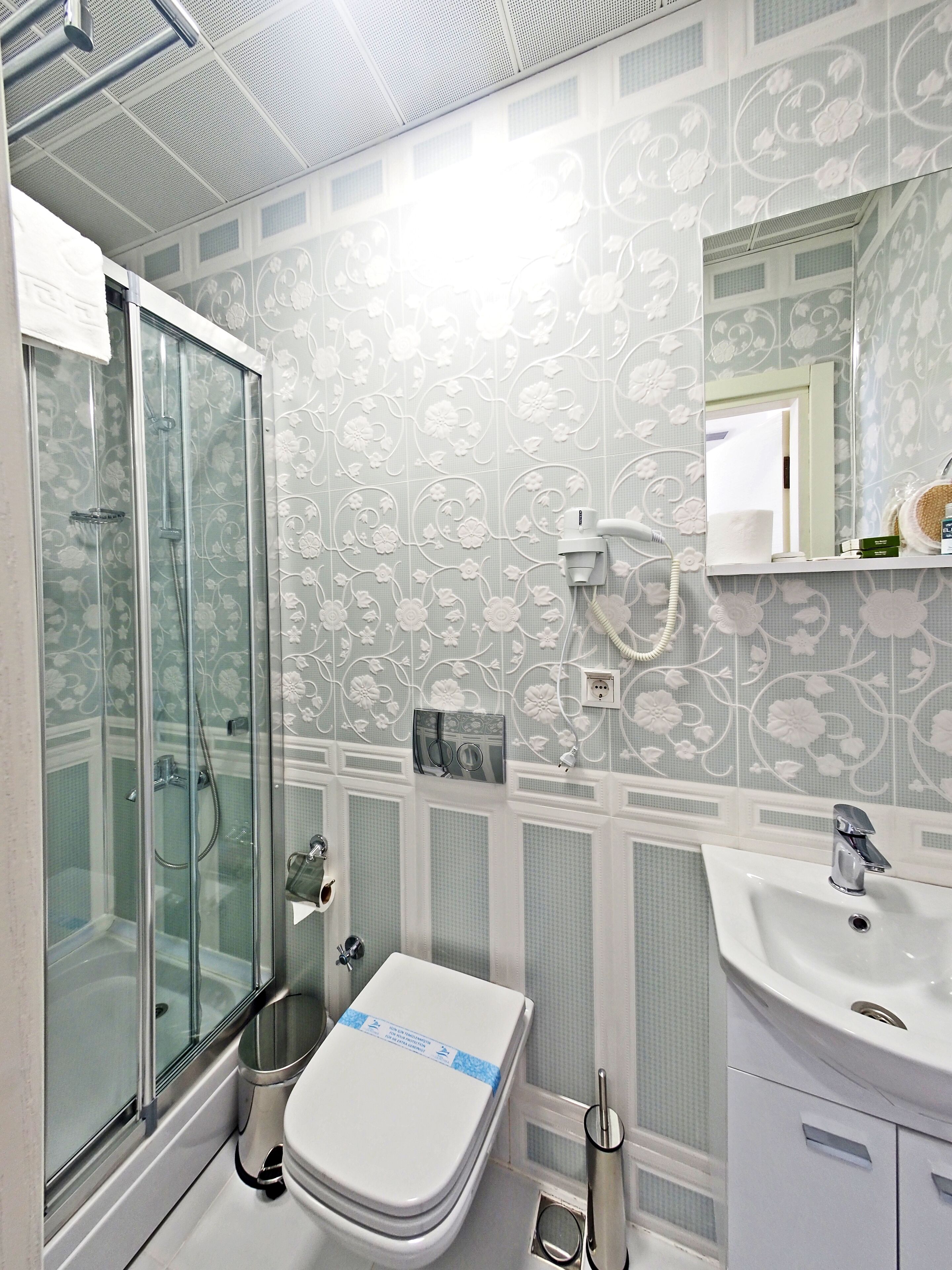 panoramic double room, 1 double bed, terrace | bathroom | shower, free toiletries, hair dryer, slippers