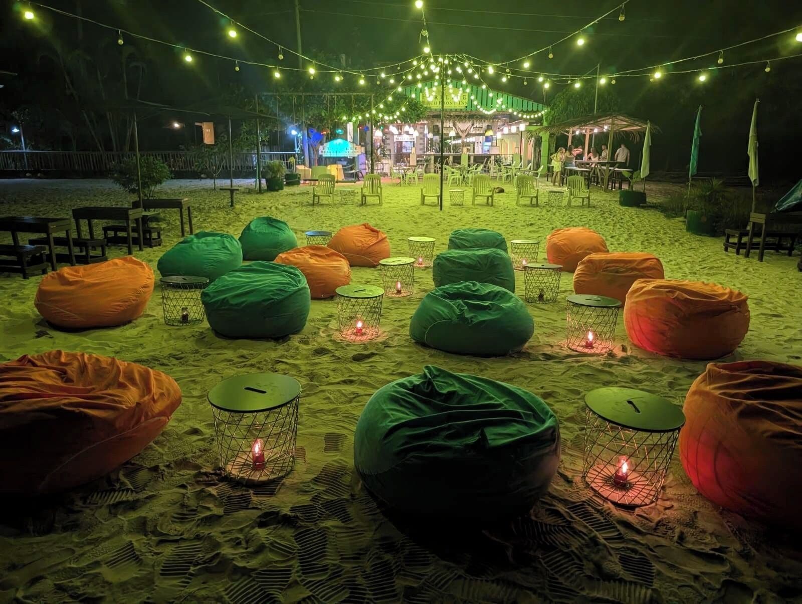 On the beach, beach umbrellas