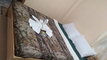 Desk, bed sheets