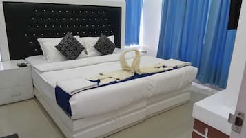 Egyptian cotton sheets, premium bedding, desk, blackout curtains