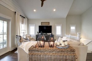 Smart TV, DVD player, books, video library