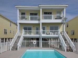 Outdoor pool, pool umbrellas - Fantastic Oceanfront Home/Lgprivpool/Wifi/A+Location-Call/text 4046643546 (Gulf Shores)