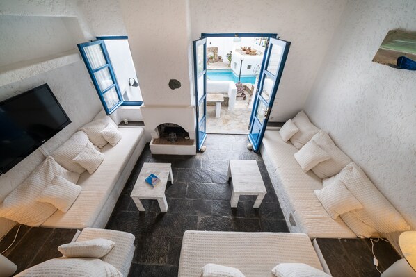 Villa, 2 Bedrooms, Pool Access | Living area | Flat-screen TV