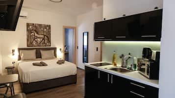 Studio Familial | Cuisine privée | Réfrigérateur, micro-ondes, plaque de cuisson, machine à expresso