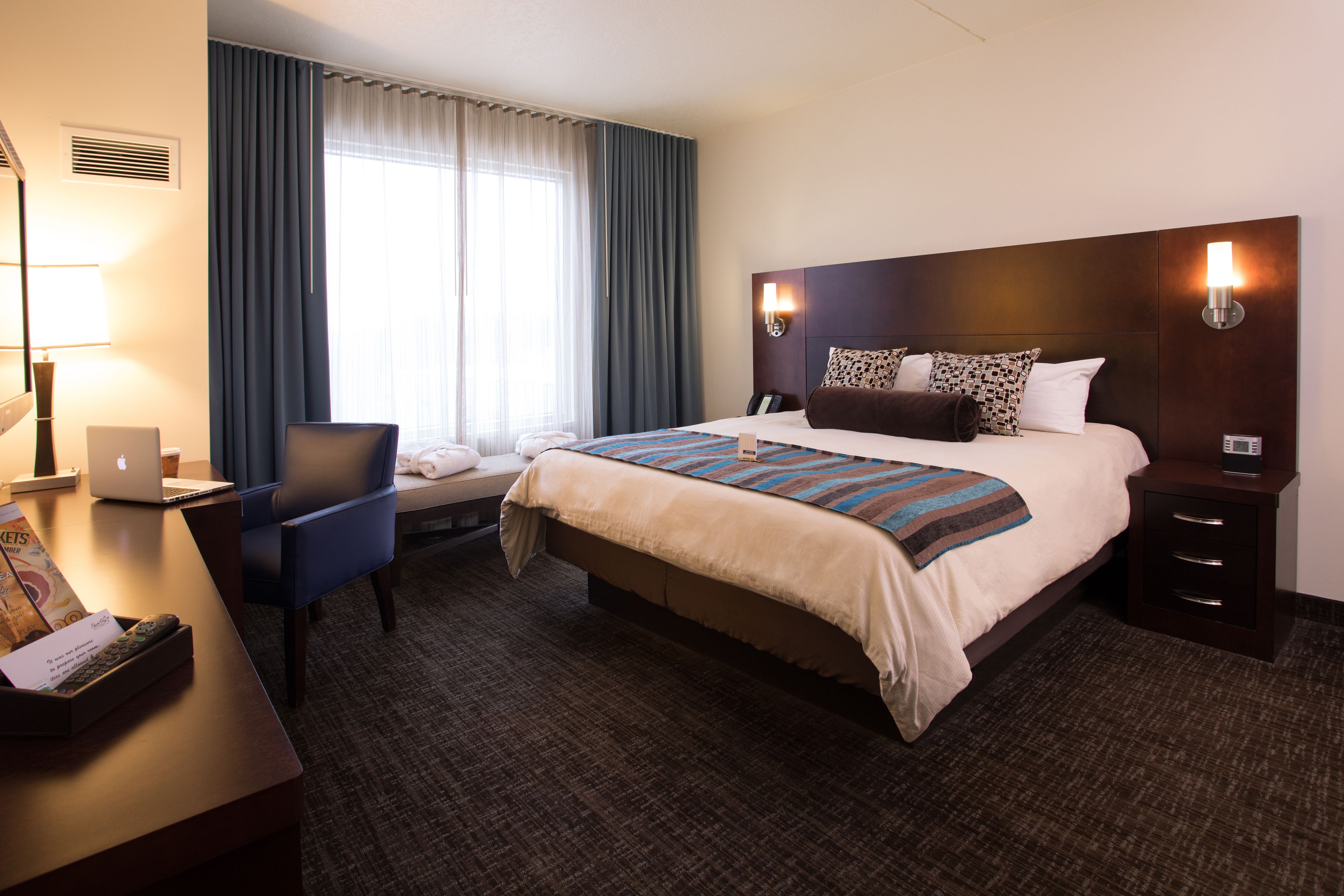 in-room safe, desk, blackout curtains, iron/ironing board