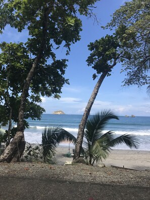 A beach with palm trees and a view of the ocean. - Hotel Playa Espadilla  (Quepos)