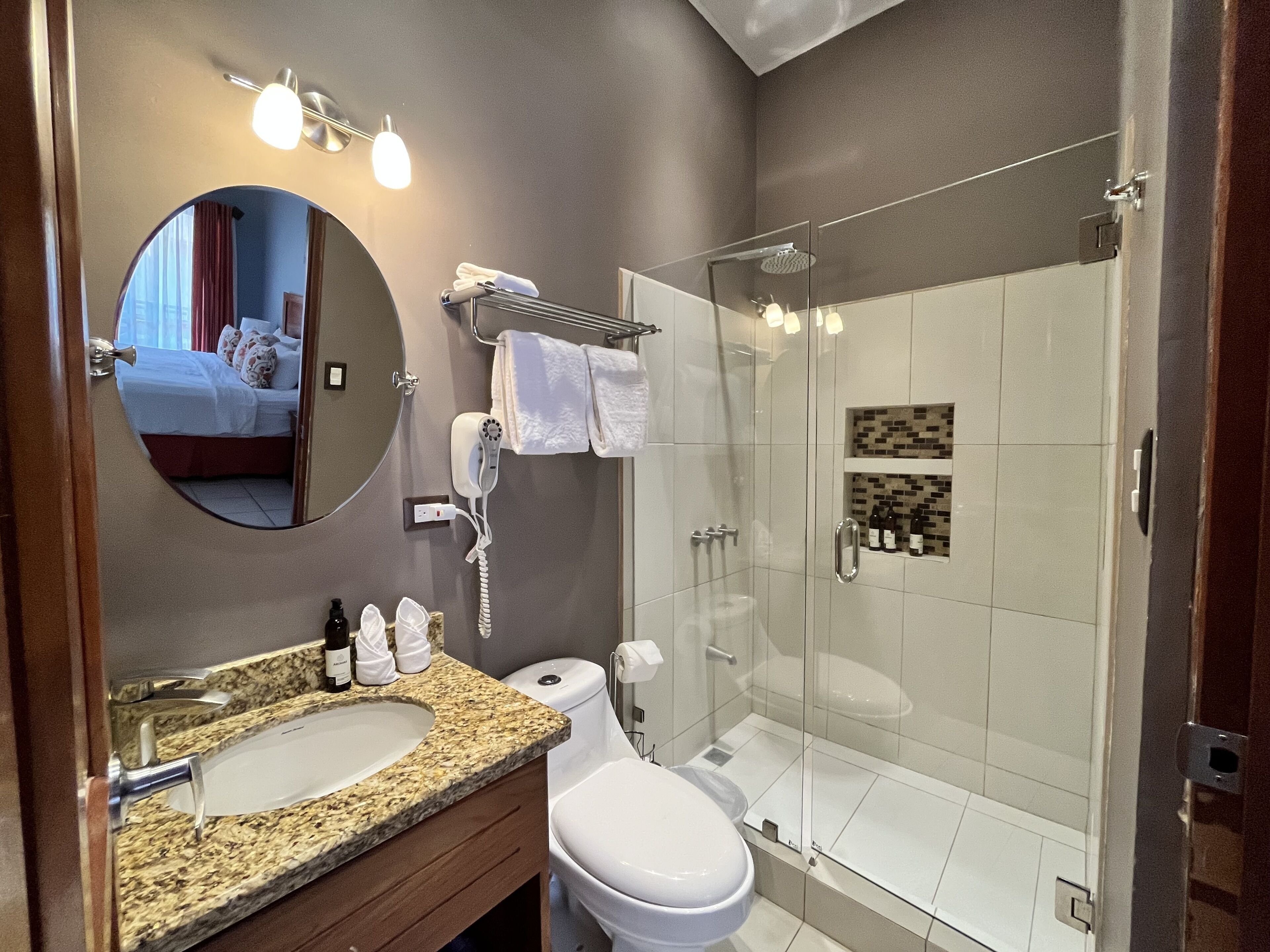 premium double room, 1 king bed, balcony | bathroom | shower, free toiletries, hair dryer, towels