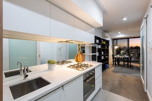 Apartment, 2 Bedrooms | Private kitchen | Full-size fridge, microwave, oven, stovetop