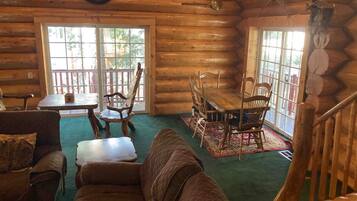 TV, fireplace, DVD player, books