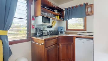 Microwave, stovetop, coffee/tea maker, toaster