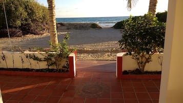On the beach, white sand