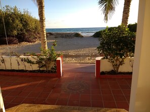 On the beach, white sand