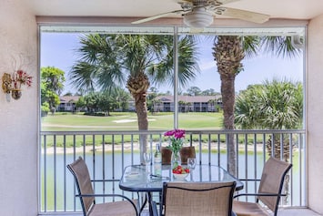 You are sure to love sitting out on your screened lanai that over looks the golf course & greenery!