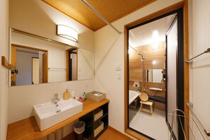 Japanese Western Style Family Room, 2 Bathrooms | Bathroom | Free toiletries, hair dryer, slippers, electronic bidet - Yadoya Uguisu (Tokyo)