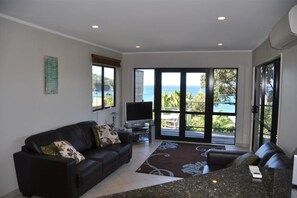 TV, DVD player, books, stereo