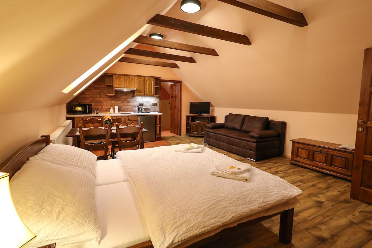 Superior Apartment | Desk, laptop workspace, blackout drapes, iron/ironing board