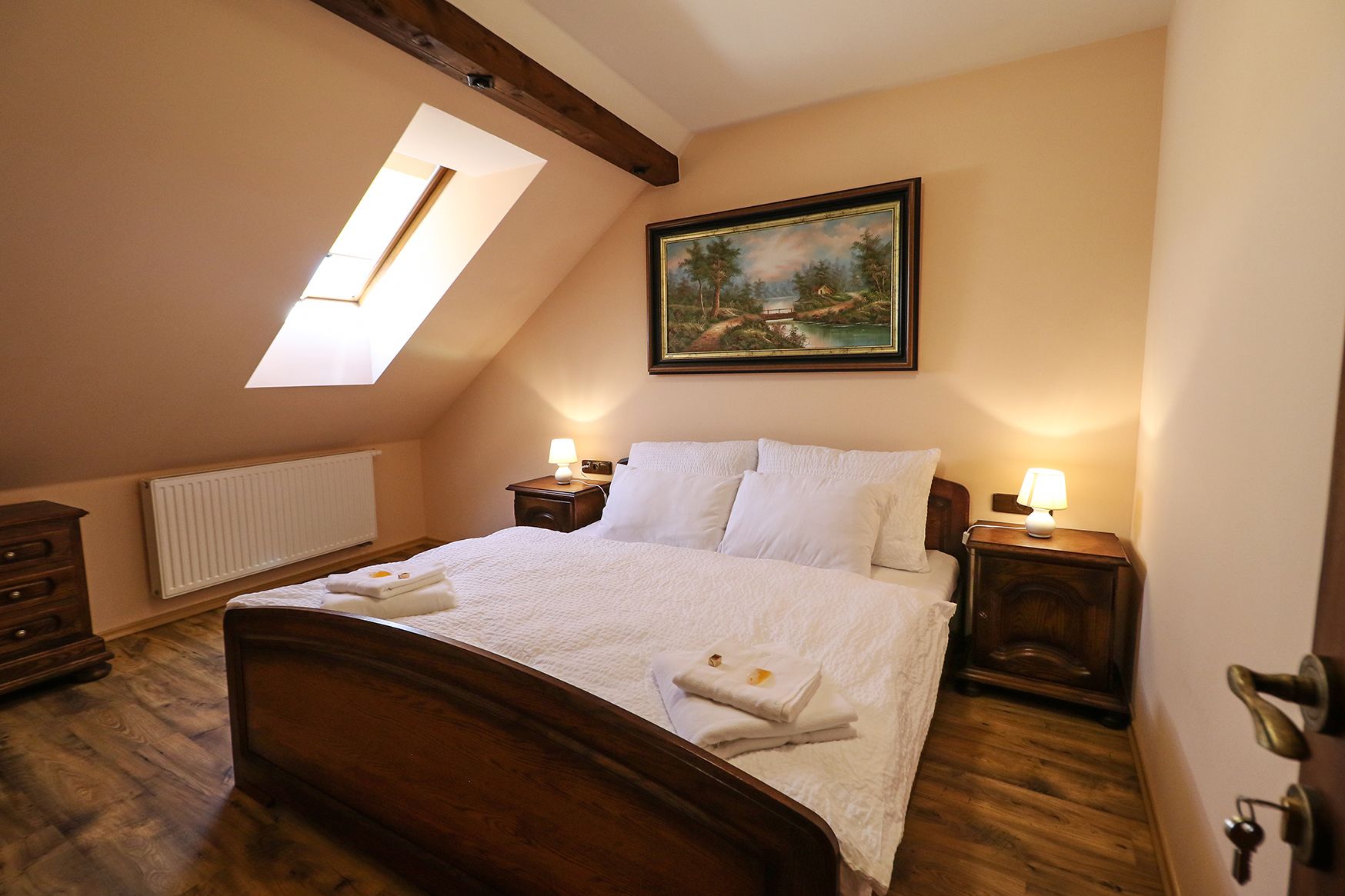 Family Apartment | Desk, laptop workspace, blackout curtains, iron/ironing board